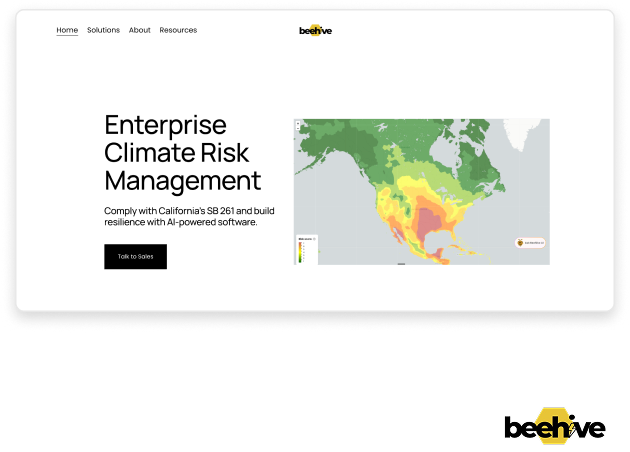 Beehive Climate enterprise climate risk management website
